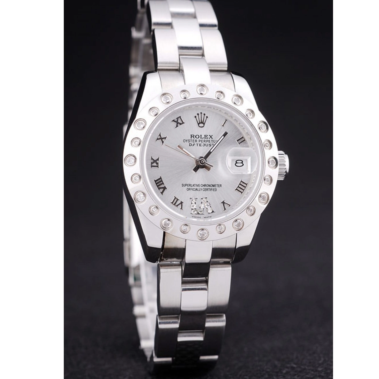 AAA Replica Watches Polished Silver 7474 Dial Silver Bezel Datejust Rolex Diamonds 0615